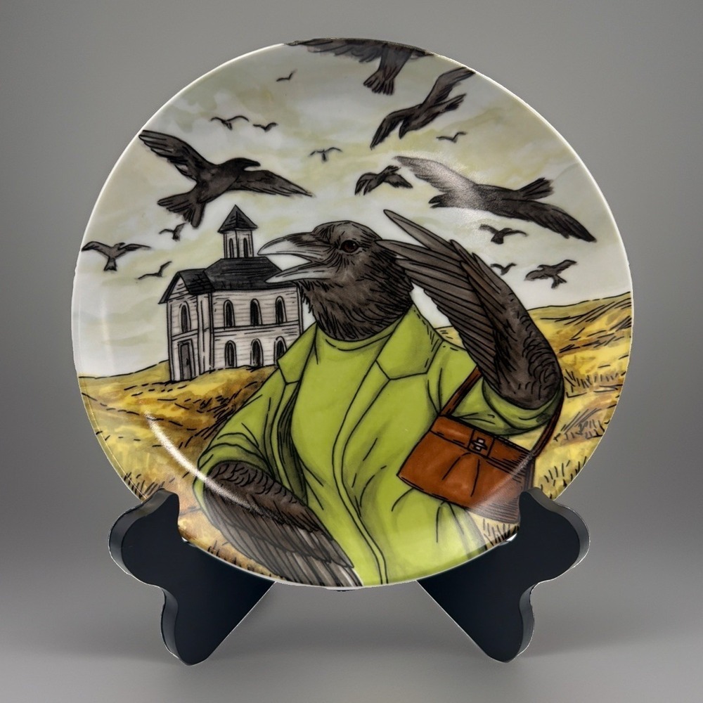 West Elm Rachel Kozlowski Dapper Animals Plate Halloween The Crow 8.5"